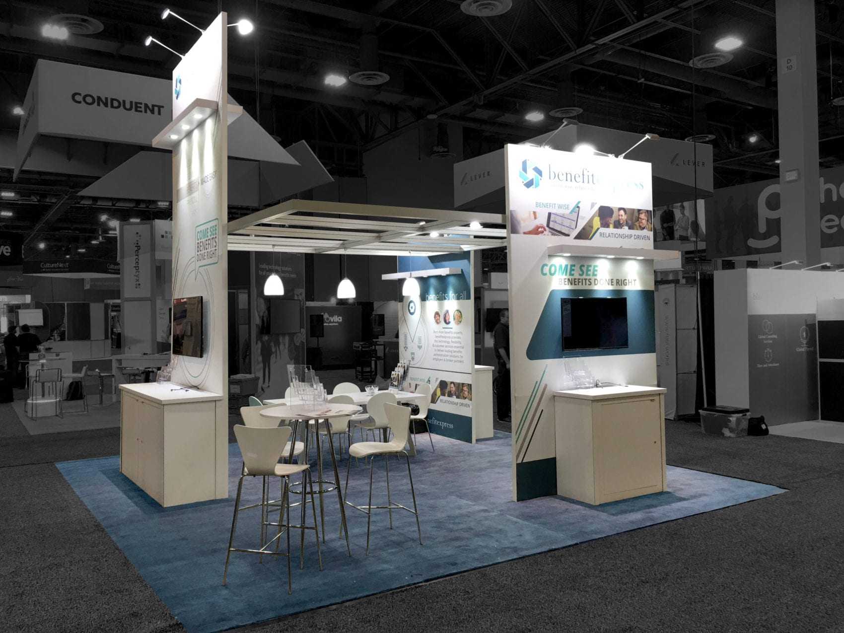 HR Tech Conference 20x20 Booth Benefit Express Evo Exhibits hr-tech-conference-20x20-booth-benefit-express-evo-exhibits
